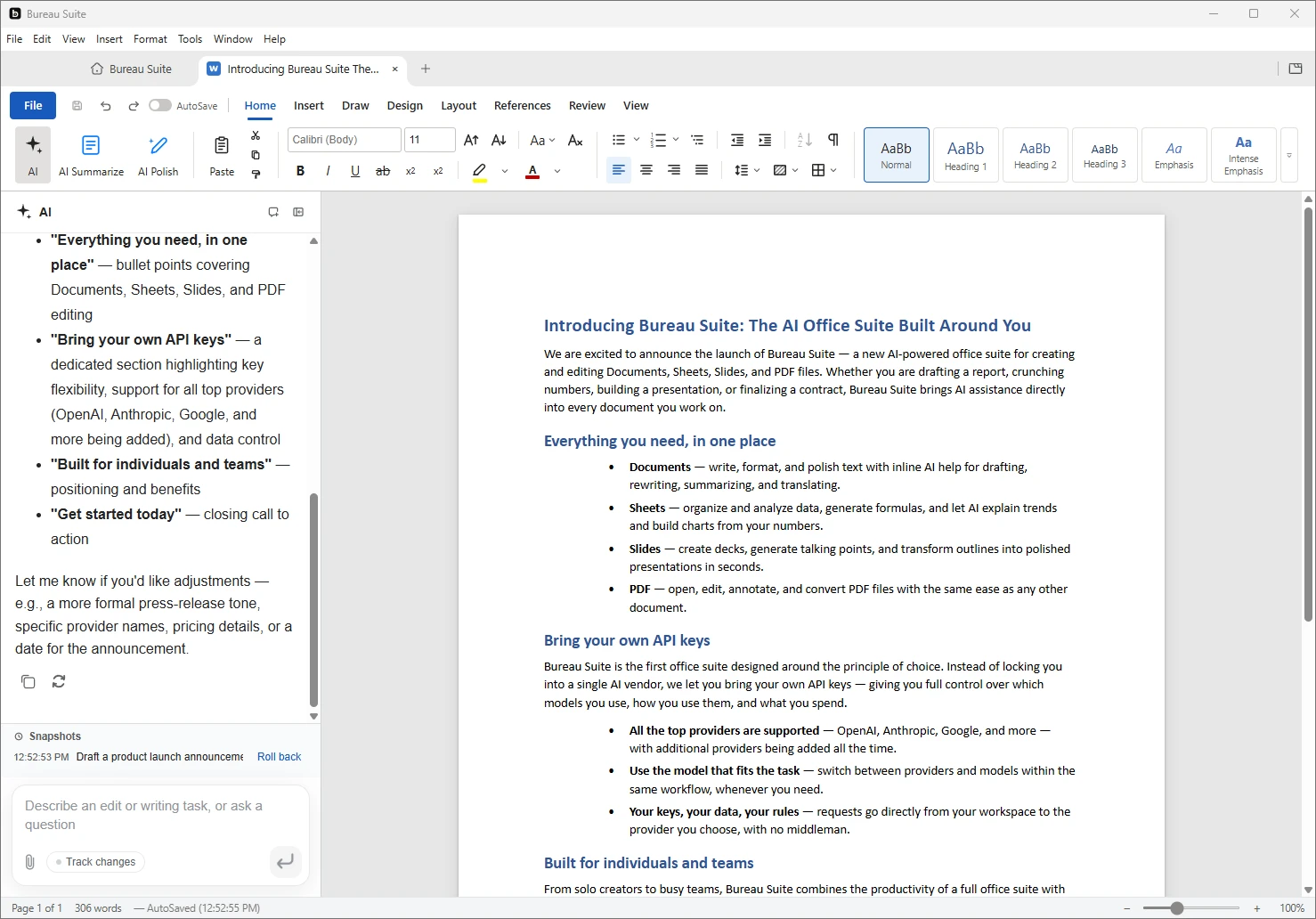 Bureau Suite Document Interface Preview